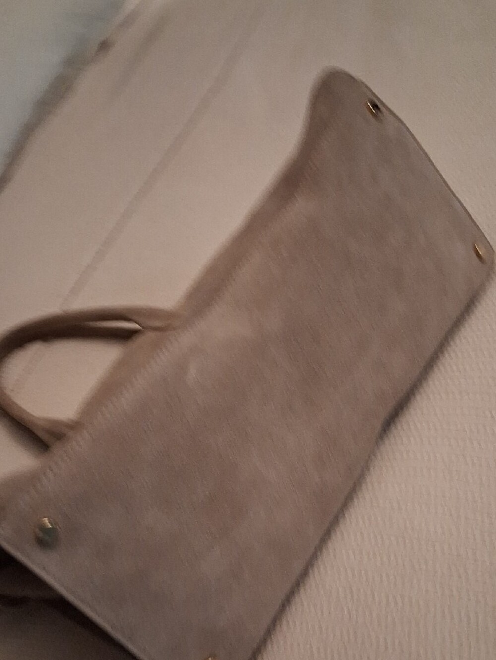 Taupe Suede Structured Satchel Handbag - Picture 6 of 7